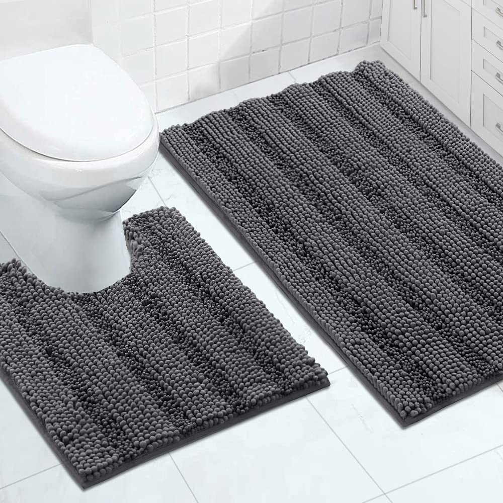 Turquoize Bathroom Runner Rug 17"x47", Soft Absorbent Chenille Bath Rug