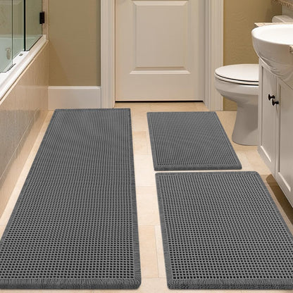 IM HOME Waffle Bath Mat Beige 32"x20", Boho Woven Modern Bath Mat Rugs, Absorbent Non Slip Bathroom Rugs, Soft Washable Bath Rugs with Tassels for Bathroom, Bedroom, Kitchen, Shower, Tub
