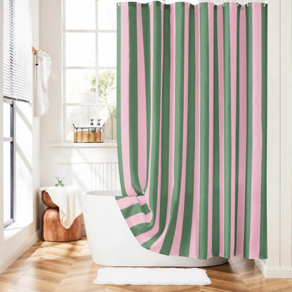 Ohocut Vertical Striped Shower Curtain, Cute Retro Vintage Blue Stripe Bathroom Shower Curtain, Waterproof Polyester Fabric Modern Bath Curtain for Bathroom 72x72 Inches Blue