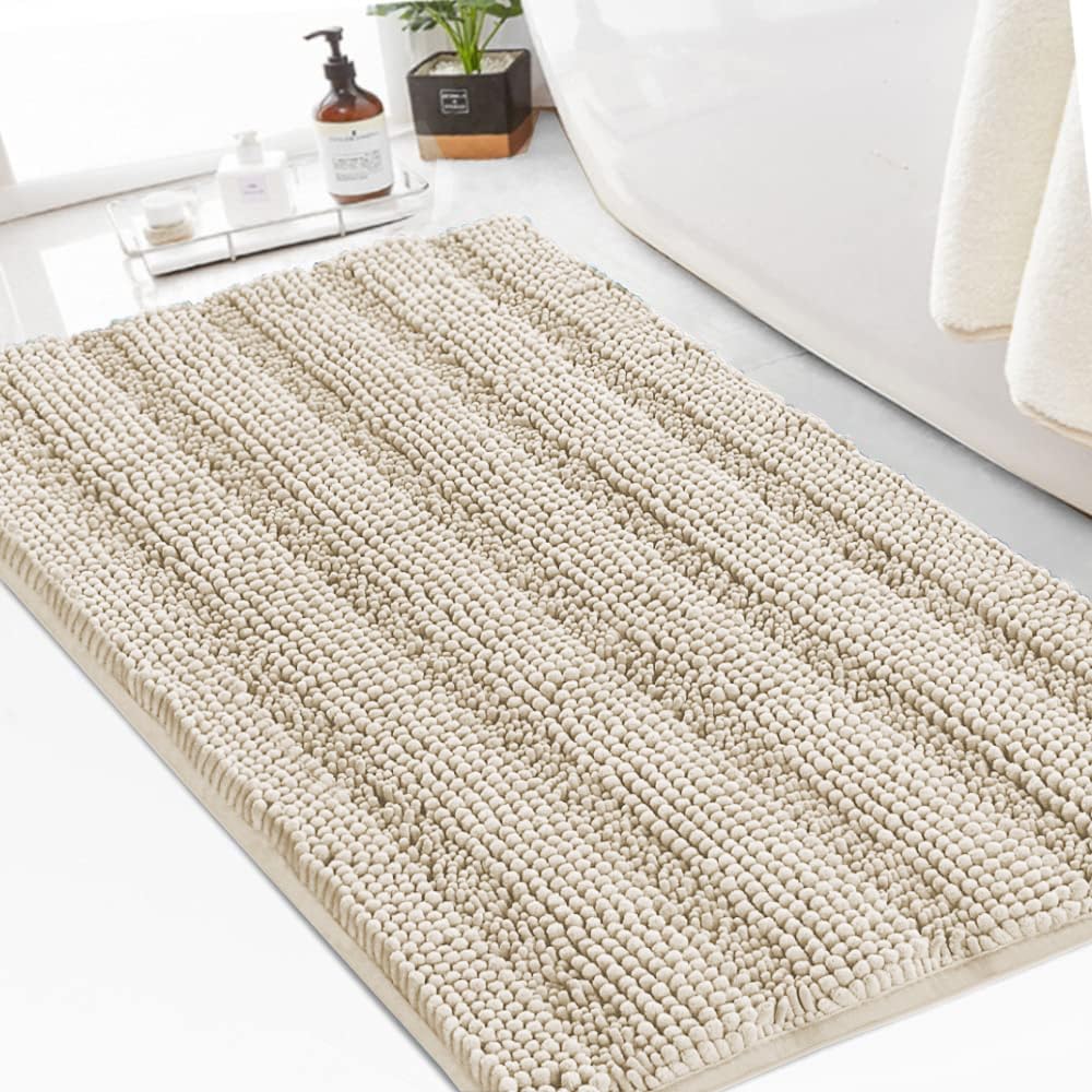 Turquoize Bathroom Runner Rug 17"x47", Soft Absorbent Chenille Bath Rug