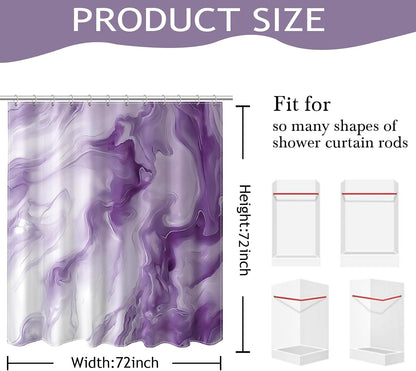 Shower Curtains Purple Marble Shower Curtain for Bathroom 72 X 72 Inch