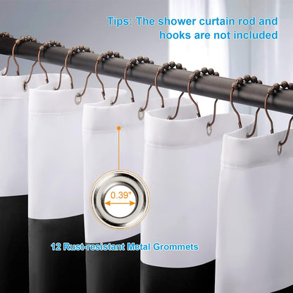 AmazerBath Black and White Shower Curtain Cloth, Striped Shower Curtain Fabric with 2 Heavy Stones, 72" W x 72" H