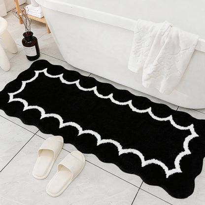 Cute Scalloped Rose Pink Bathroom Rugs Mat,Non Slip Absorbent Quick Dry Bath Mats for Shower Room,Microfiber Bath Mats for Bathroom Floor Washable Carpet for Shower Tub Sink Bedroom,20"x32"