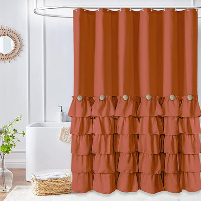 Seasonwood Black Ruffle Shower Curtain Farmhouse Shower Curtain 72 X 72