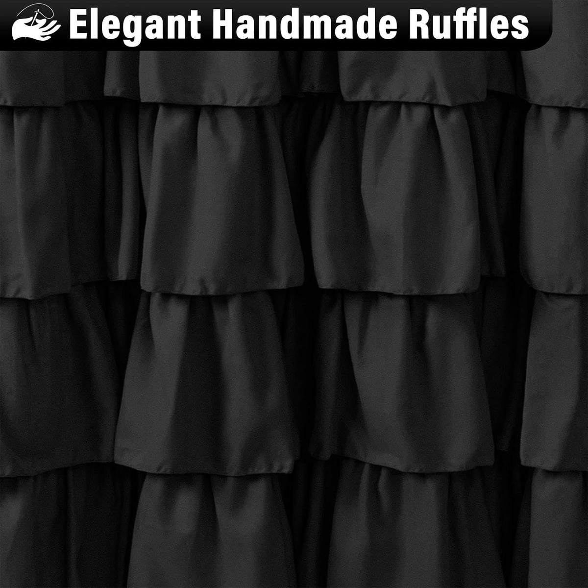 Seasonwood Black Ruffle Shower Curtain Farmhouse Shower Curtain 72 X 72
