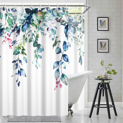 Blue and Green Eucalyptus Shower Window Curtain 40x36 Inch