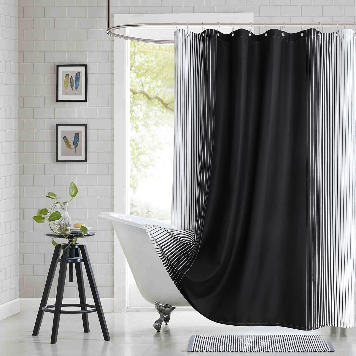 Fabric Shower Curtain, Blue Shower Curtain, Plolyester Ombre Shower Curtains for Bathroom, Modern Decorative Bathroom Curtains, 72" W x 72" H