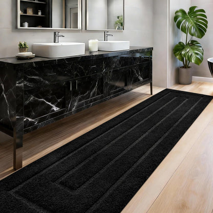 HOMORE Black Bathroom Rug 24x60 Inch Soft Absorbent Bathroom Runner Rug