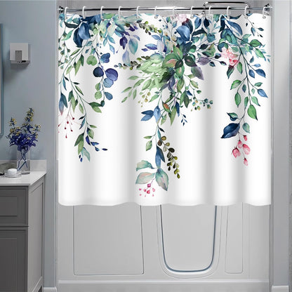 Blue and Green Eucalyptus Shower Window Curtain 40x36 Inch