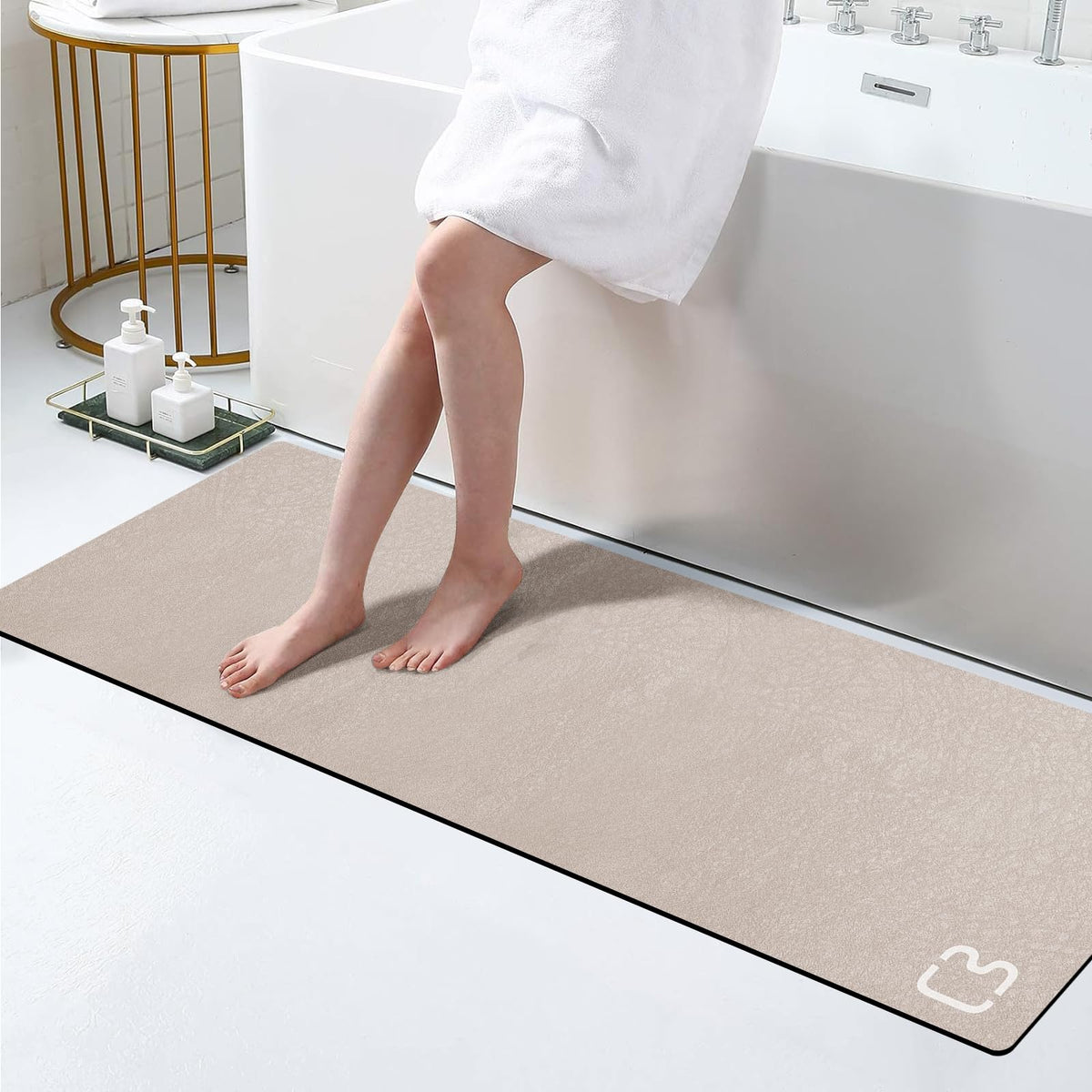RUERYA Grey Long Bathroom Rugs Large Stone Bath Mats for Bathroom,15.7"x47"