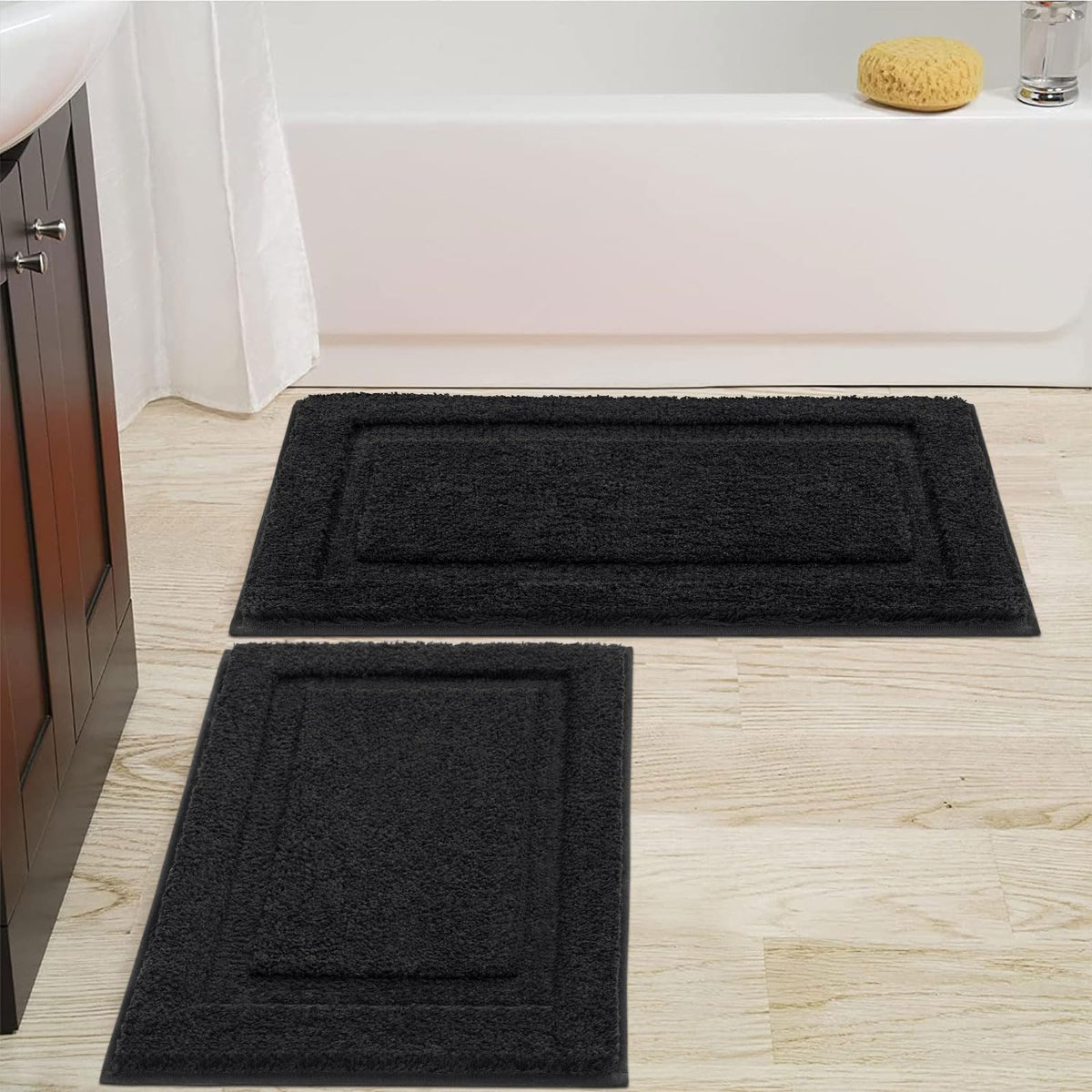 SHACOS Soft Microfiber Bathroom Rugs Set of 2 Pieces, White