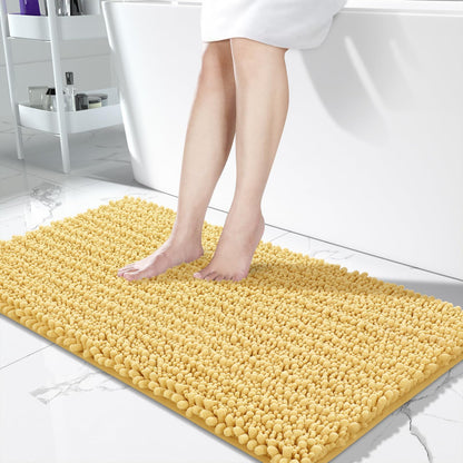 Yimobra Bathroom Rugs Non Slip Washable 32x20 Inch - Ultra Soft Absorbent Chenille Bath Mat, Quick Dry Shaggy Floor Carpet for Tub Shower, Gray Home Decor Accessories