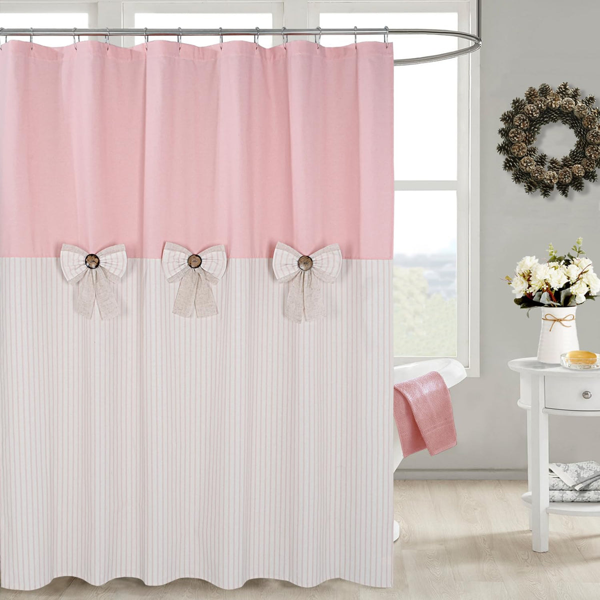 DOSLY IDÉES Farmhouse Black Shower Curtain, 72x72 inch