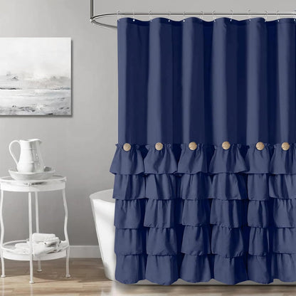 Seasonwood Black Ruffle Shower Curtain Farmhouse Shower Curtain 72 X 72