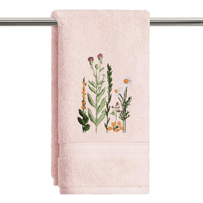 Artoid Mode 2 Pcs Beige Wildflower Floral Embroidered Hand Towels for Bathroom, 100% Cotton Soft Absorbent Farmhouse Decor Towels, 13.7 x 29.5 Inch