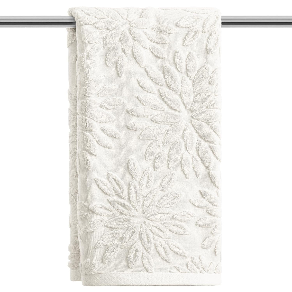 Artoid Mode 2 Pcs Olive Green 3D Dahlia Floral Jacquard Hand Towels for Bathroom, Cotton Soft Absorbent Bathroom Decor Towels, 13.7 x 29.5 Inch