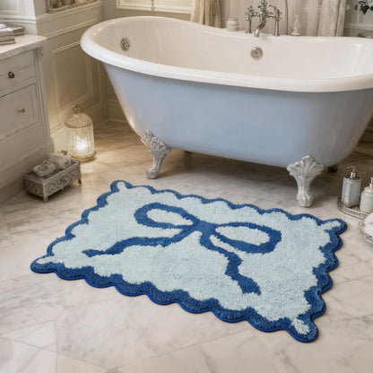 ORTIGIA Cute Green Scalloped Bath Mat, Fun Plush Microfiber Scallop Bathroom Rugs Non Slip Washable Quick Dry Absorbent, Bathmat Bath Rug Carpet for Shower Stall Vanities Kitchen Floor Entrance, 20x32