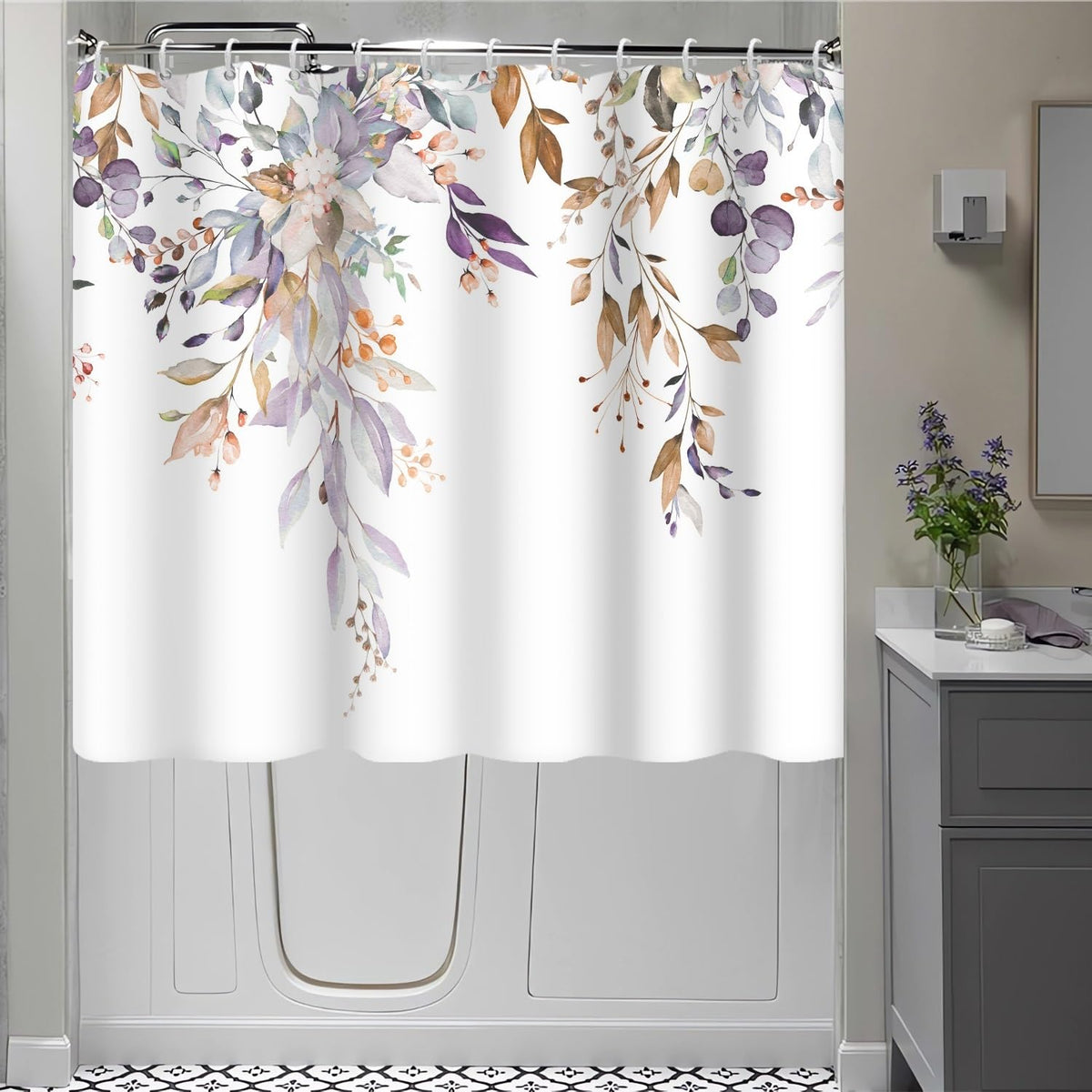 Blue and Green Eucalyptus Shower Window Curtain 40x36 Inch