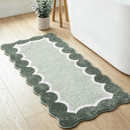 Cute Scalloped Rose Pink Bathroom Rugs Mat,Non Slip Absorbent Quick Dry Bath Mats for Shower Room,Microfiber Bath Mats for Bathroom Floor Washable Carpet for Shower Tub Sink Bedroom,20"x32"