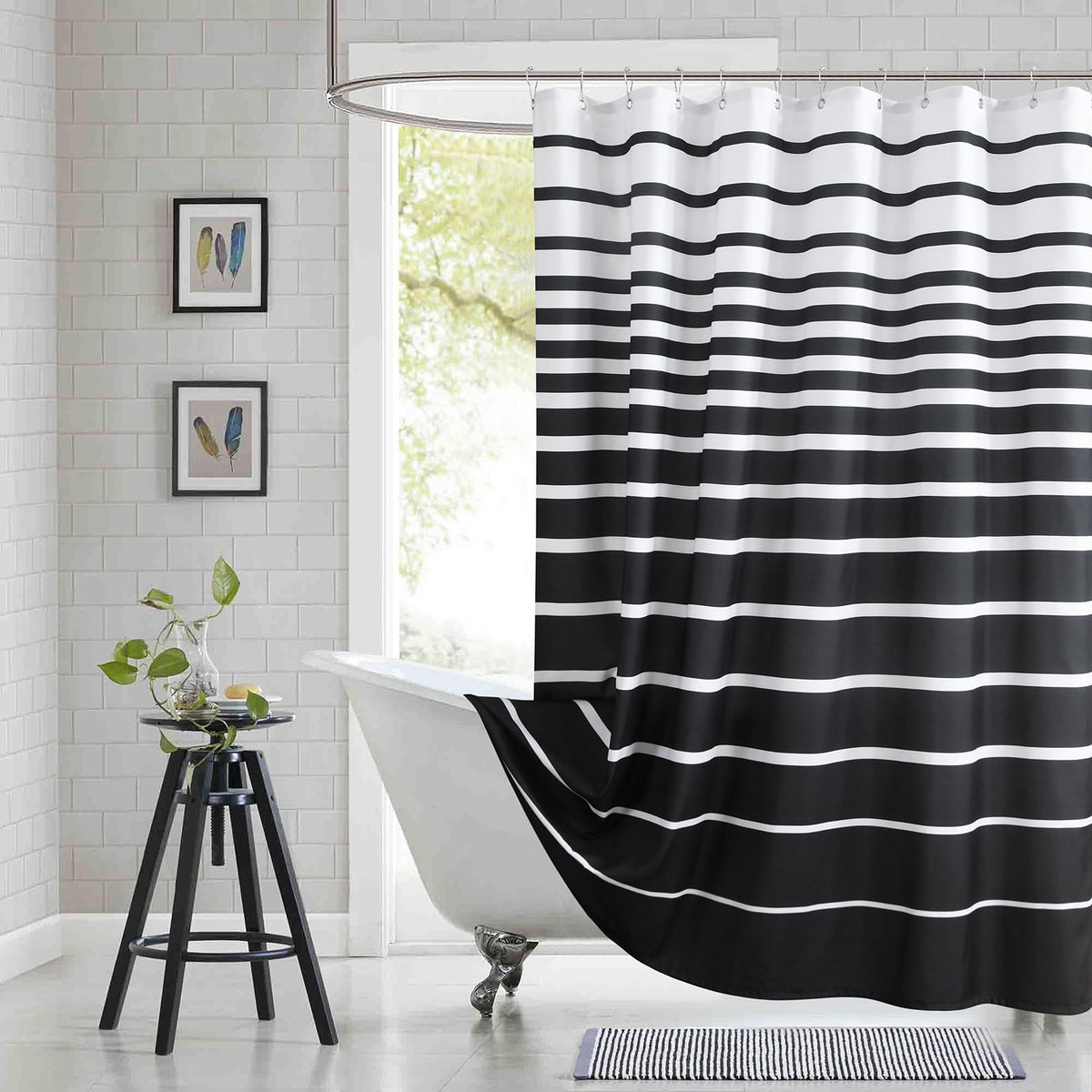 Fabric Shower Curtain, Blue Shower Curtain, Plolyester Ombre Shower Curtains for Bathroom, Modern Decorative Bathroom Curtains, 72" W x 72" H