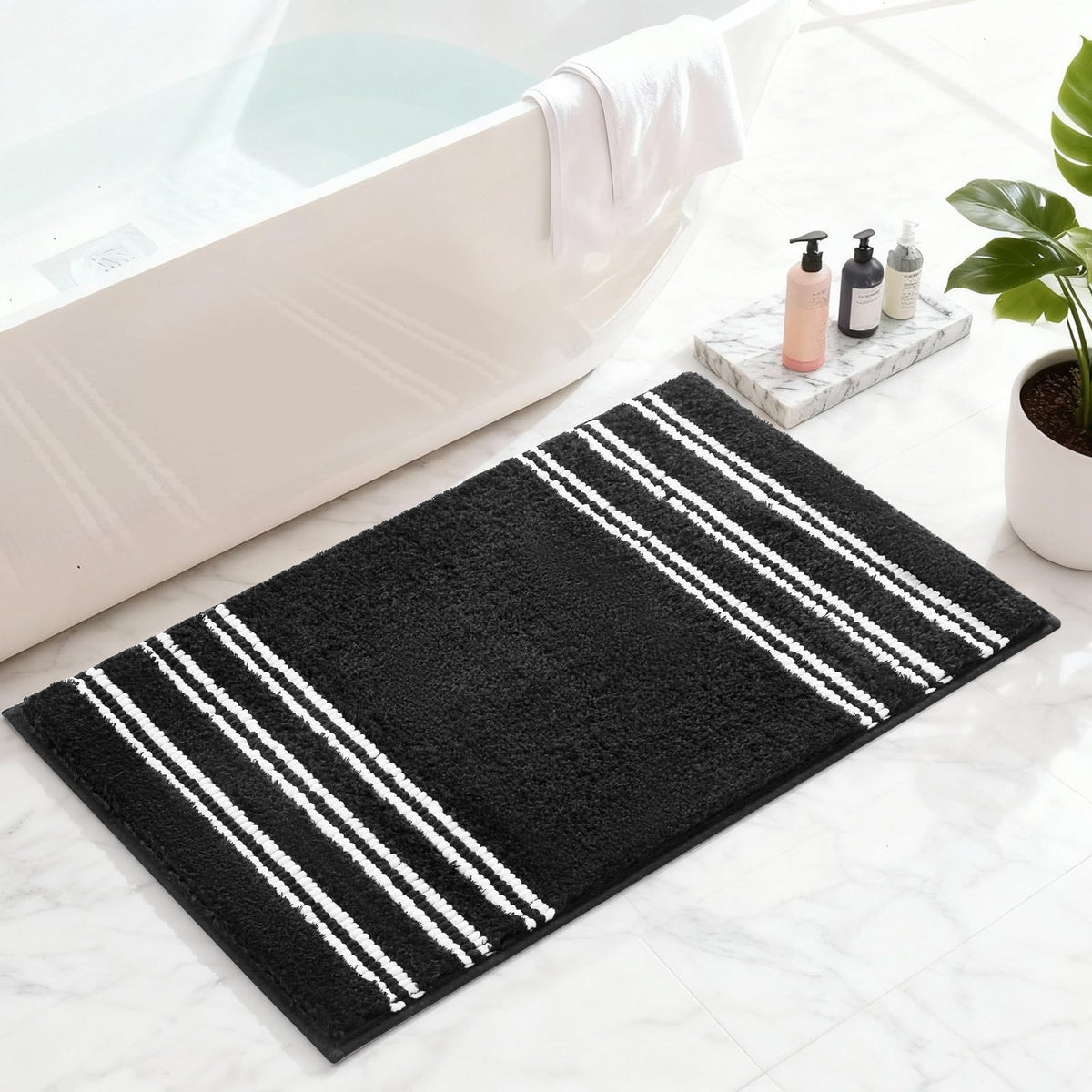 3 Pcs Ombre Bath Mat Set for Bathroom, Non Slip Ultra Soft and Thick Water Absorbent Bath Carpet, Machine Washable & Quick Dry Bathroom Rug, for Bedroom Door Living Room,Green