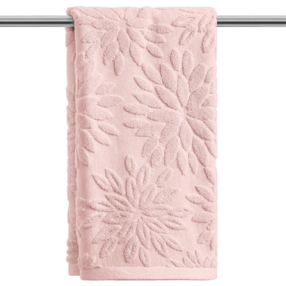 Artoid Mode 2 Pcs Olive Green 3D Dahlia Floral Jacquard Hand Towels for Bathroom, Cotton Soft Absorbent Bathroom Decor Towels, 13.7 x 29.5 Inch