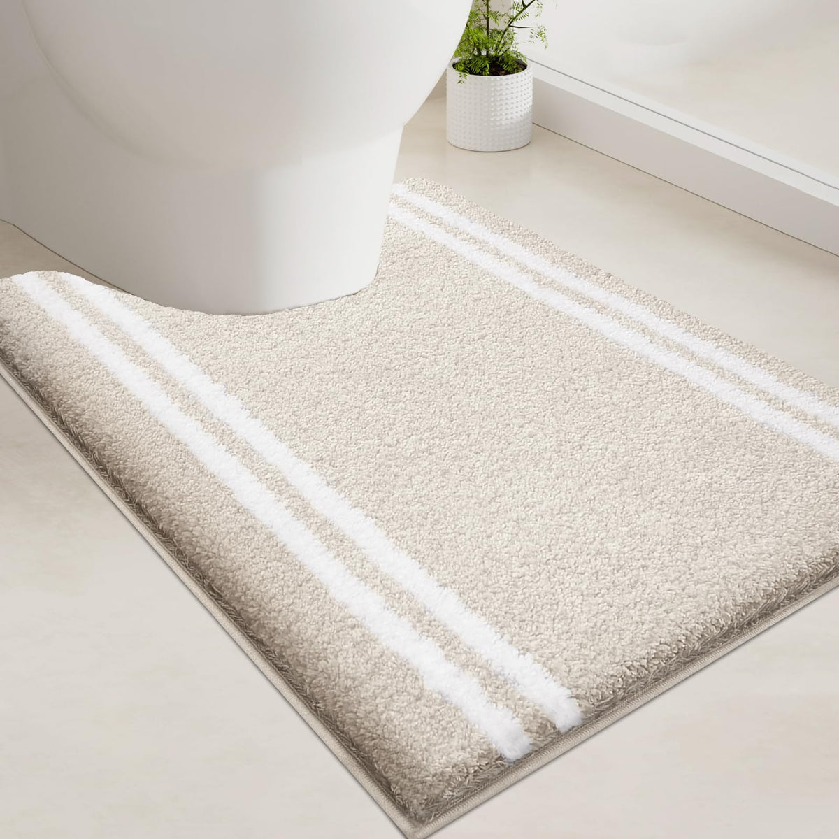 PURRUGS Bathroom Runner Rug, Bath Mat, 24" x 60", Beige