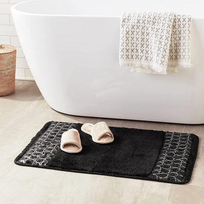 Zahari Home Larrisa Floral Bathroom Rug Luxury Bath Rug Washable Contemporary Decor Beautiful Shower Mat Unique Design Stylish Non Slip Shower Mat Flower Bath Rug Bath Shower Tub Decor