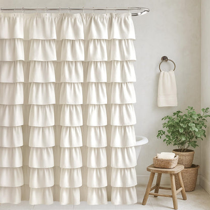 Seasonwood Black Ruffle Shower Curtain Farmhouse Shower Curtain 72 X 72
