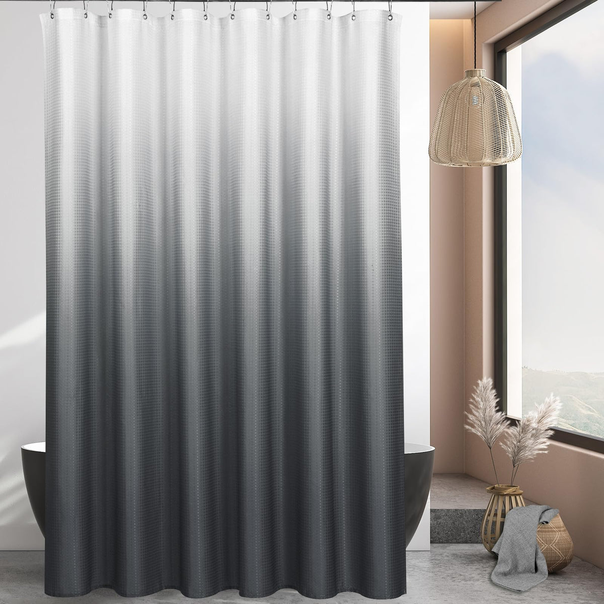 Sage Green Luxury Heavyweight Textured Fabric Shower Curtain Hotel,72x72
