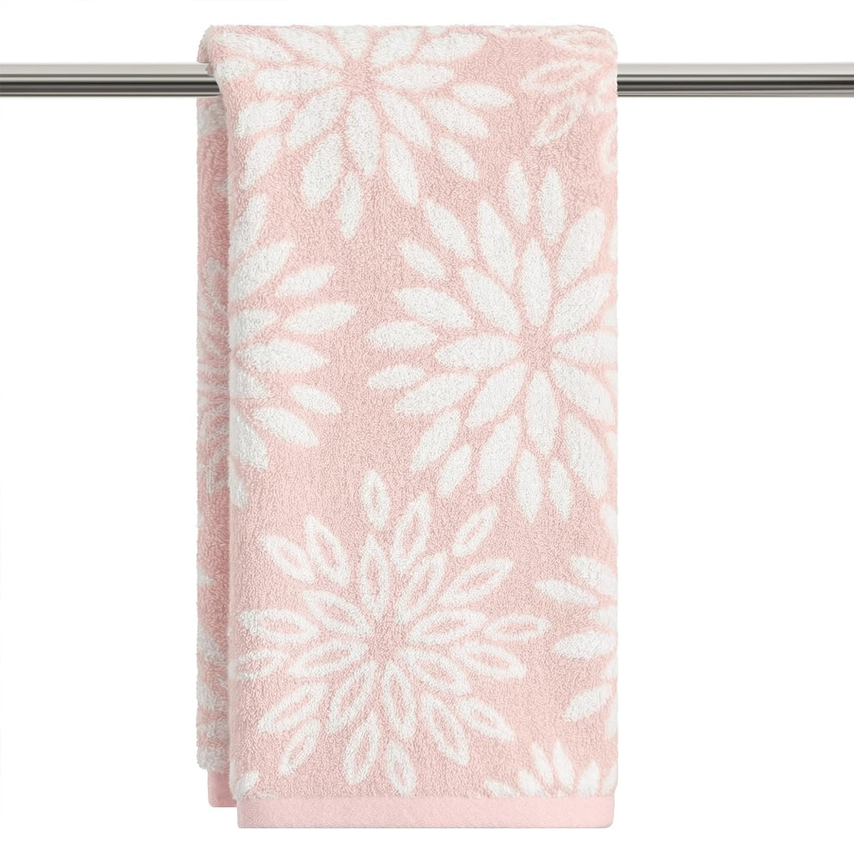 Artoid Mode 2 Pcs Beige Olive Green Dahlia Floral Jacquard Hand Towels for Bathroom, Cotton Soft Absorbent Bathroom Decor Towels, 13.7 x 29.5 Inch