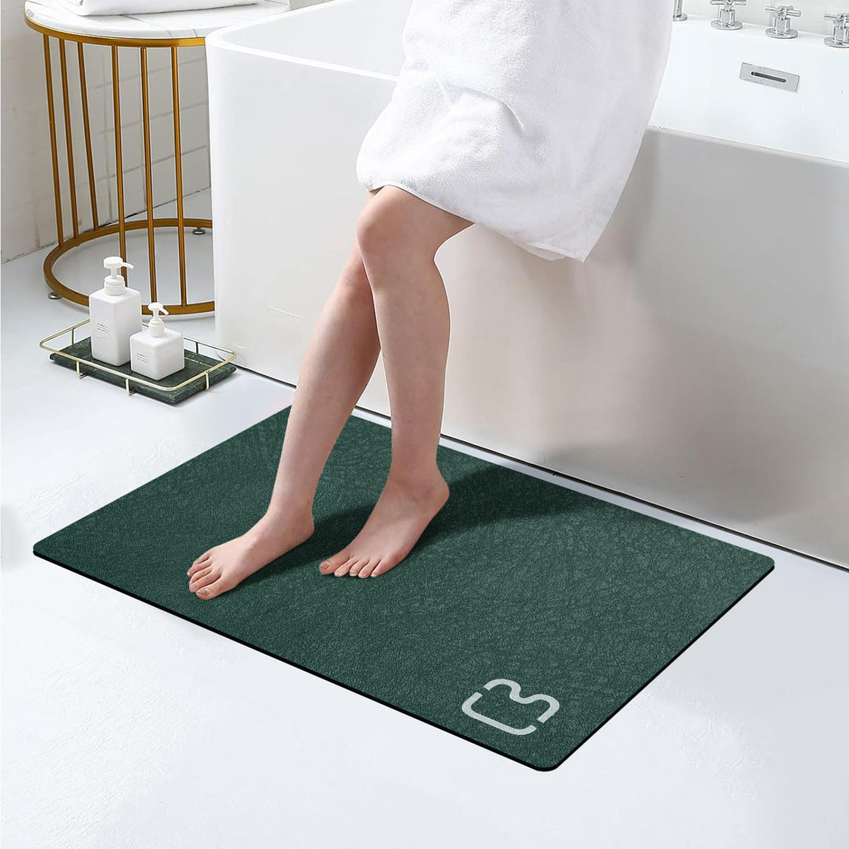 RUERYA Grey Long Bathroom Rugs Large Stone Bath Mats for Bathroom,15.7"x47"