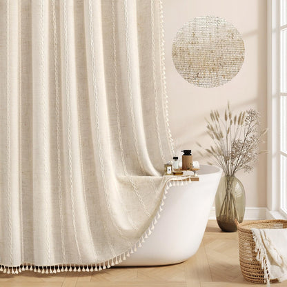 Black and White Boho Shower Curtain, 72" W X 72" L
