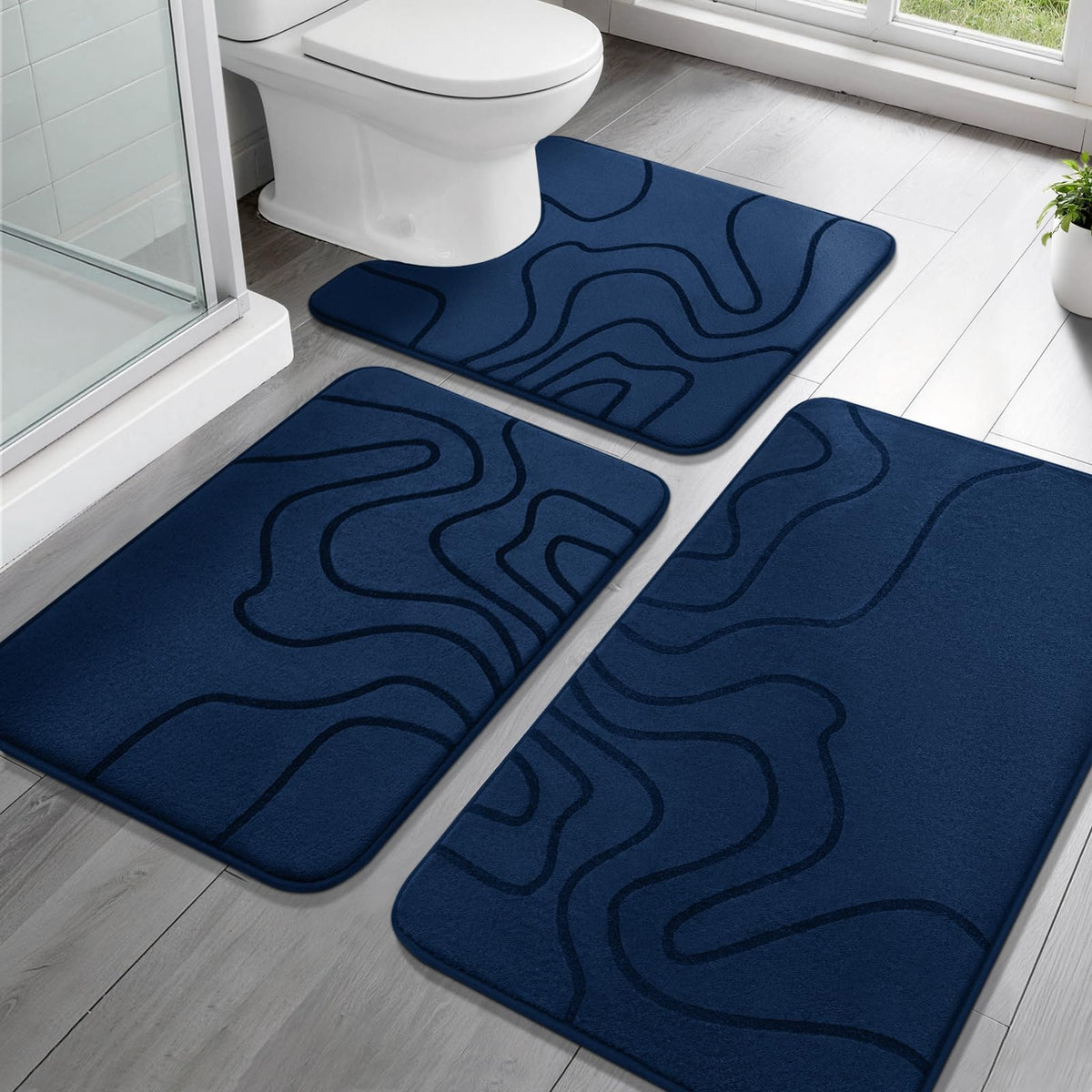 YIHOUSE Memory Foam Bathroom Rugs Sets 2 Piece, 32"x20"+24"x17", Dark Grey