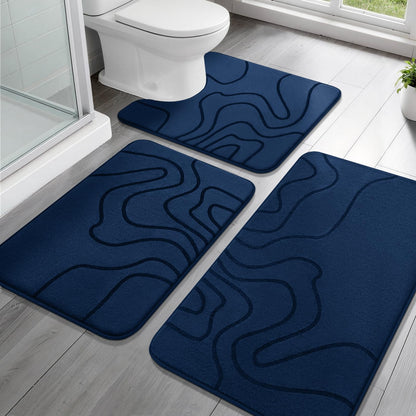 YIHOUSE Memory Foam Bathroom Rugs Sets 2 Piece, 32"x20"+24"x17", Dark Grey
