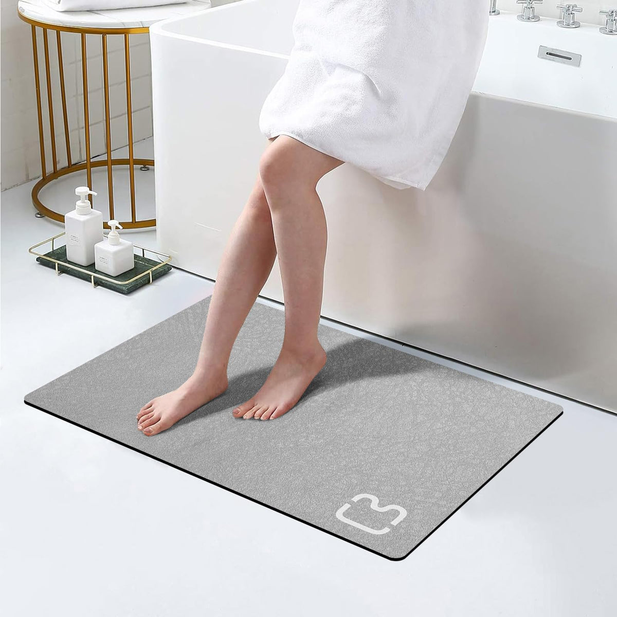 RUERYA Grey Long Bathroom Rugs Large Stone Bath Mats for Bathroom,15.7"x47"