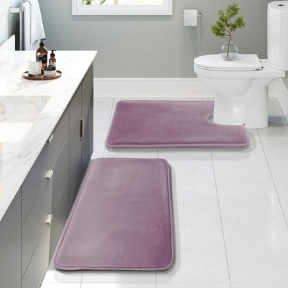 Clara Clark 3 Piece Bathroom Rugs Bath Mat Set, Velvet Memory Foam Bath Mats for Bathroom - Non-Slip, PVC Backing Bath Rugs, Washable - Dries Quickly, Green
