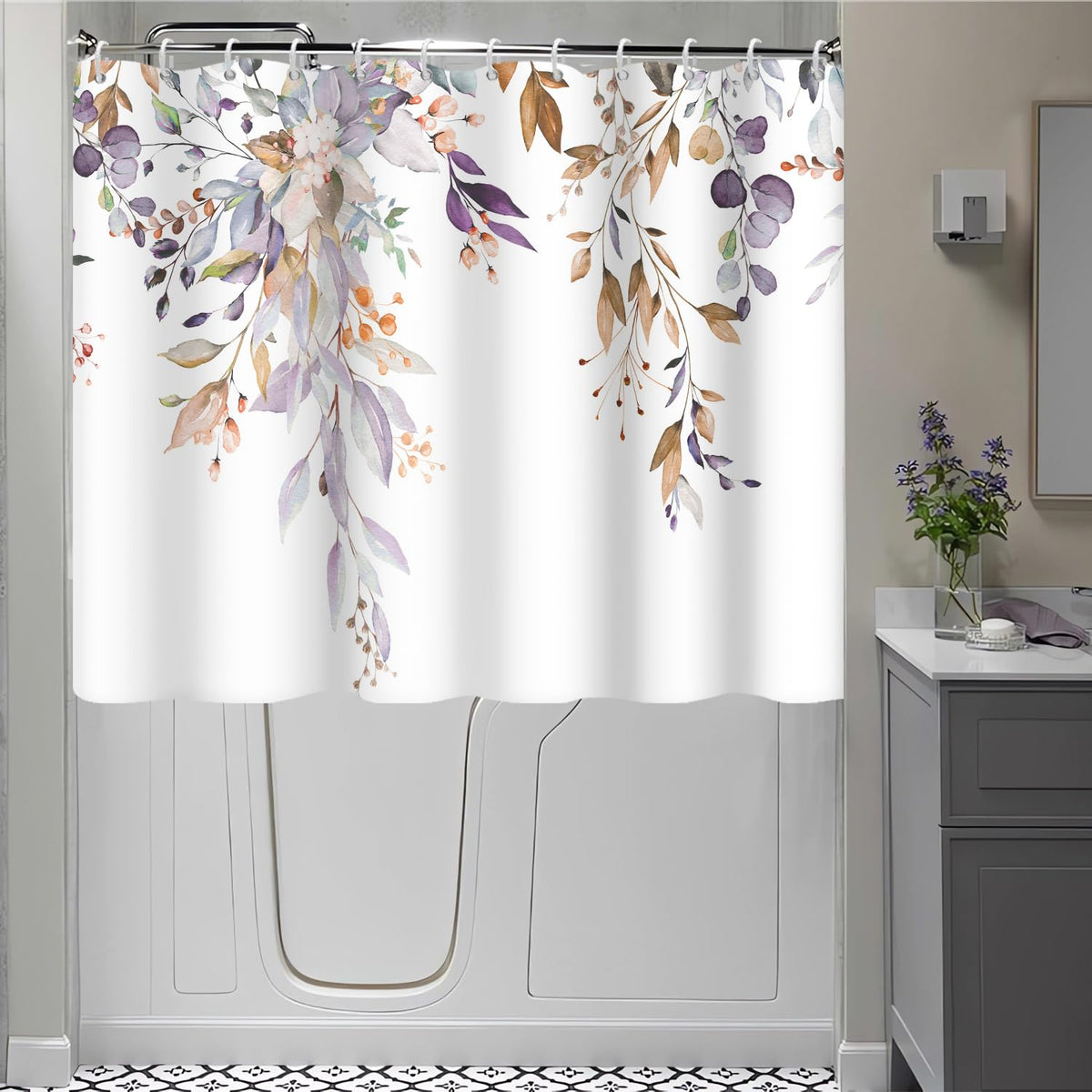 Blue and Green Eucalyptus Shower Window Curtain 40x36 Inch