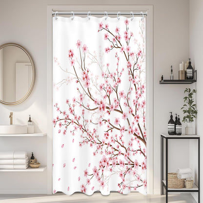 Pink Cherry Blossom Plum Asian Shower Curtain Japanese 60Wx72H Inch Decor