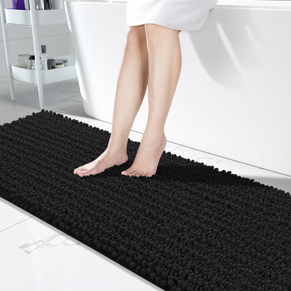 Yimobra Bathroom Rugs Non Slip Washable 32x20 Inch - Ultra Soft Absorbent Chenille Bath Mat, Quick Dry Shaggy Floor Carpet for Tub Shower, Gray Home Decor Accessories