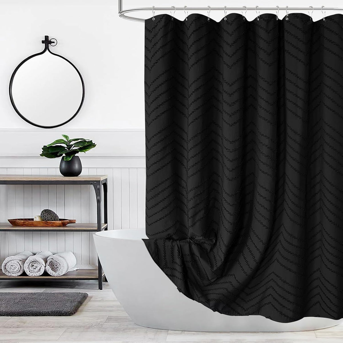 Grey Boho Fabric Shower Curtain 72 x 72 Inches