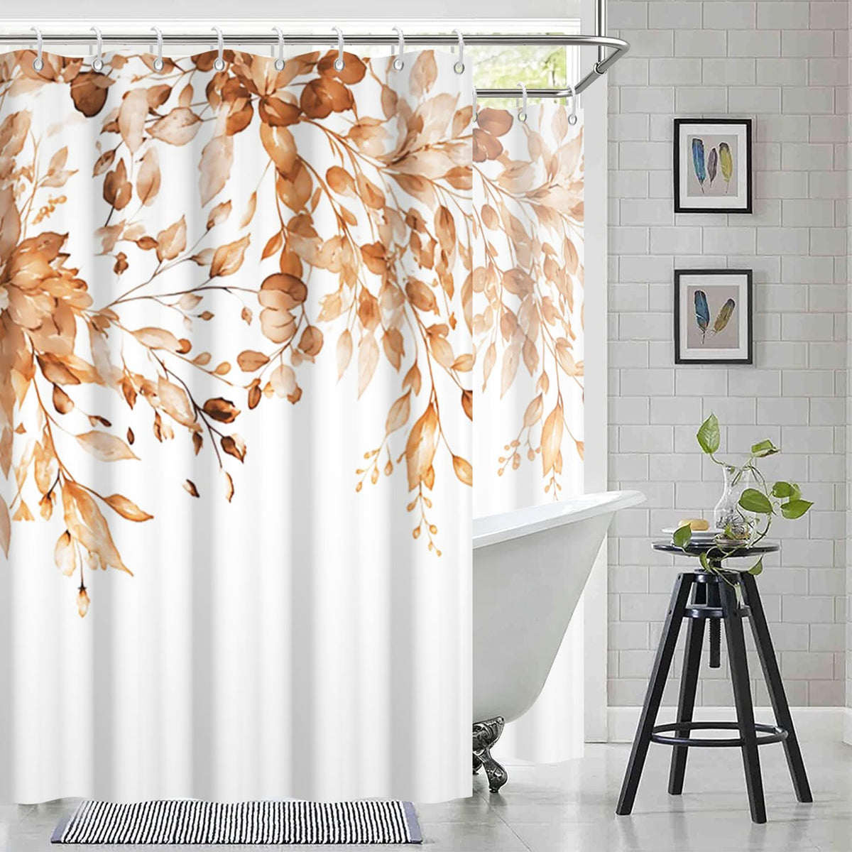 Blue and Green Eucalyptus Shower Window Curtain 40x36 Inch