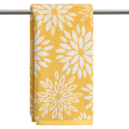 Artoid Mode 2 Pcs Beige Olive Green Dahlia Floral Jacquard Hand Towels for Bathroom, Cotton Soft Absorbent Bathroom Decor Towels, 13.7 x 29.5 Inch
