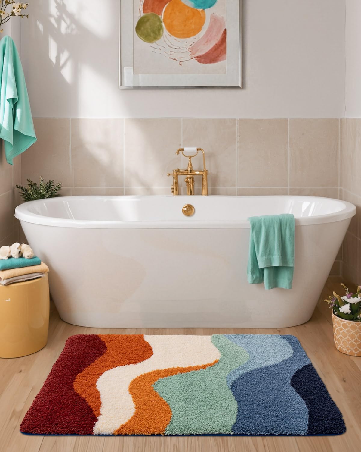 DEXI Colorful Bath Mats 36x24, Non Slip Washable Bathroom Rug