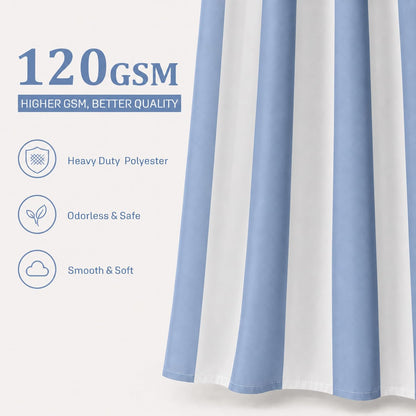 Ohocut Vertical Striped Shower Curtain, Cute Retro Vintage Blue Stripe Bathroom Shower Curtain, Waterproof Polyester Fabric Modern Bath Curtain for Bathroom 72x72 Inches Blue