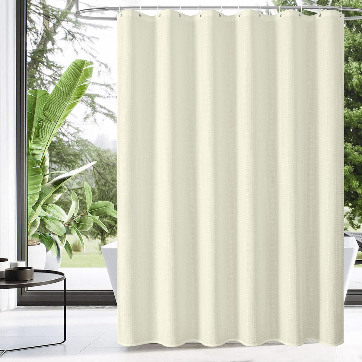 Sage Green Luxury Heavyweight Textured Fabric Shower Curtain Hotel,72x72