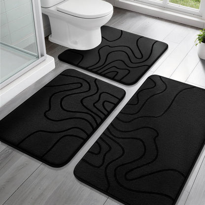 YIHOUSE Memory Foam Bathroom Rugs Sets 2 Piece, 32"x20"+24"x17", Dark Grey