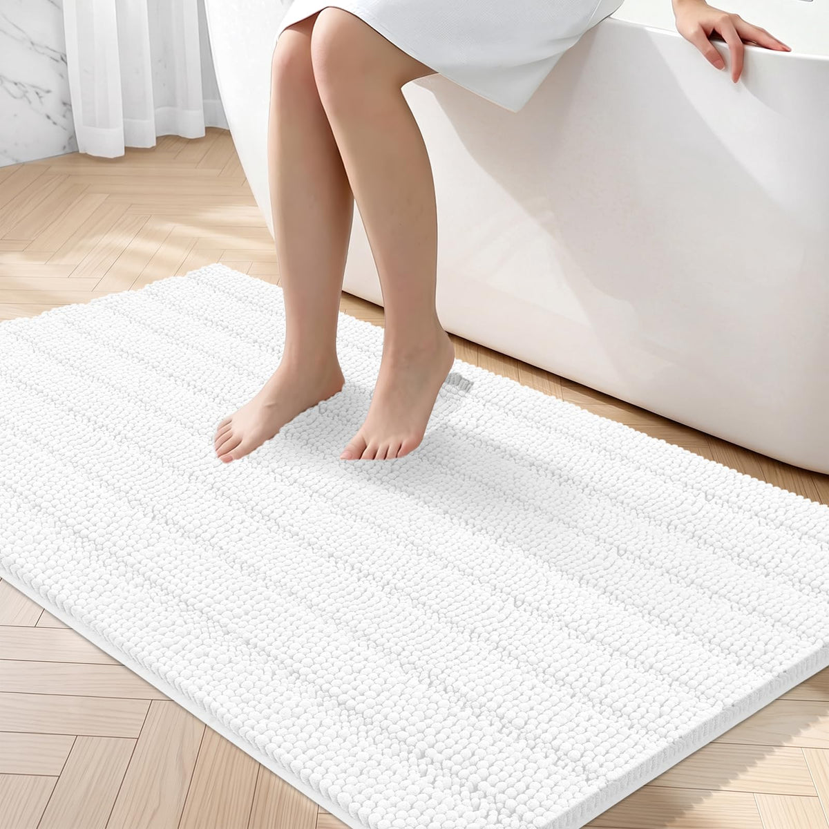 Bcoimo Bath Rug Mat,48x24 High Absorbent Latte Long Bathroom Runner Rugs