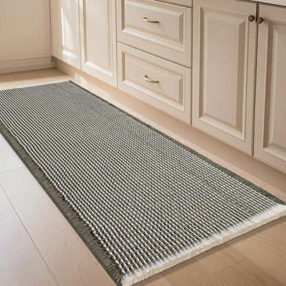 IM HOME Waffle Bath Mat Beige 32"x20", Boho Woven Modern Bath Mat Rugs, Absorbent Non Slip Bathroom Rugs, Soft Washable Bath Rugs with Tassels for Bathroom, Bedroom, Kitchen, Shower, Tub