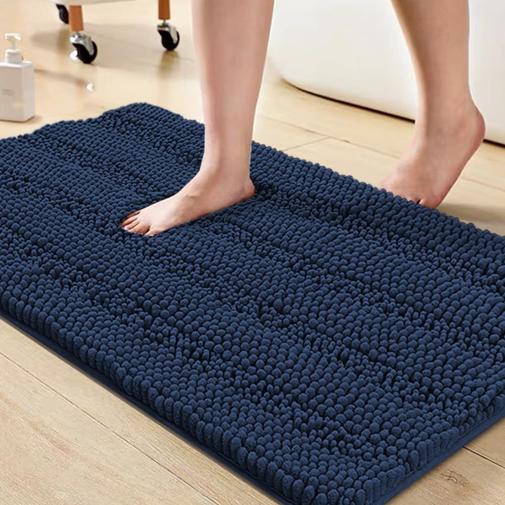 Turquoize Bathroom Runner Rug 17"x47", Soft Absorbent Chenille Bath Rug